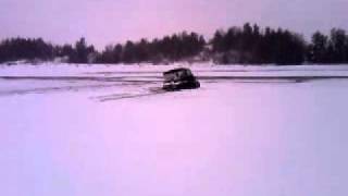 Argo breaks through ice then gets back up Ice fishing in Ontario [upl. by Ajtak]