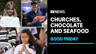 Good Friday marked with church services Easter egg hunts and seafood spreads  ABC News [upl. by Aetnahs134]