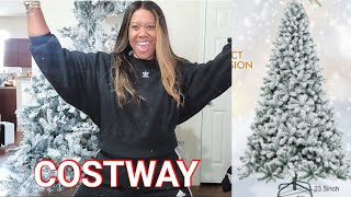 VLOGMAS I FINALLY GOT MY 9FT FLOCKED CHRISTMAS TREE COSTWAY [upl. by Eislek]