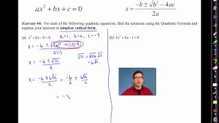 Common Core Algebra IUnit 9Lesson 6The Quadratic Formula [upl. by Larimor305]