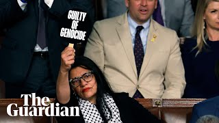 Rashida Tlaib holds ‘war criminal’ sign as Netanyahu addresses Congress [upl. by Avril]