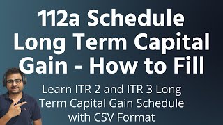 How to Fill Schedule 112A For Long Term Capital Gain  112a CSV Format in ITR 2 amp ITR 3 New Portal [upl. by Anin]