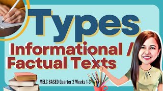 TYPES OF INFORMATIONAL OR FACTUAL TEXTS  ENGLISH Q2 W13 TypesofInformationaltextsgrade6 [upl. by Nomelihp]