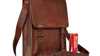 Handmade 11quot15 leather Satchel vertical laptop bag shoulder men women office vintage school [upl. by Nivrag902]