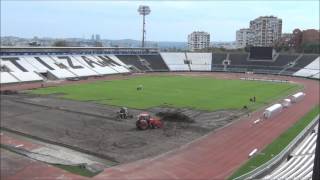 Rekonstrukcija trave na stadionu Partizana u Humskoj [upl. by Ymme]