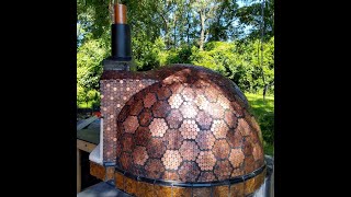 Wood Fired Brick Pizza Oven Tiled in Pennies [upl. by Otanutrof171]