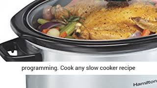 Hamilton Beach 33480 Programmable Slow Cooker with Three Temperature Settings 8Quart Silver [upl. by Solhcin]