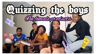 QUIZZING MY BROTHERS ON FEMALE PRODUCTS  Hilarious and Awkward [upl. by Aneehsram203]