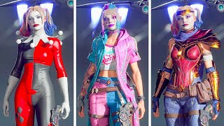 Suicide Squad Kill the Justice League  ALL Harley Quinn Outfits [upl. by Serles]