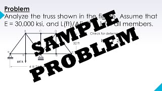 STATICALLY INDETERMINATE TRUSS  SAMPLE PROBLEM 1 [upl. by Butte]