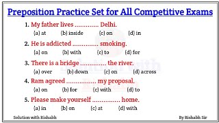 Preposition objective questions Practice set  Preposition exercise in English grammar  Preposition [upl. by Ocirne188]