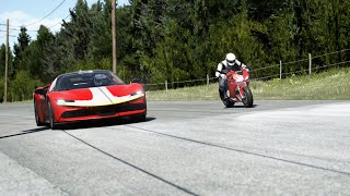 Ducati Superbike Panigale 1299 S vs Ferrari SF90 Stradale vs Ferrari LaFerrari at Old SPA [upl. by Anwad233]