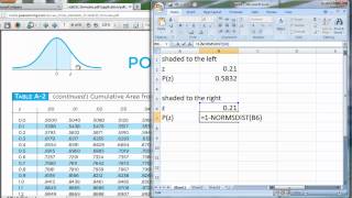 Using MS Excel Instead of a Standard Normal Distrib Table  poysermp4 [upl. by Edna]