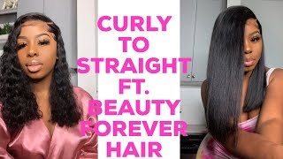 So I Straightened My Water Wave Wig  Beauty Forever Hair [upl. by Hewitt]