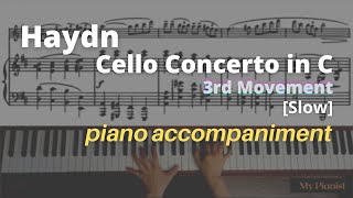 Haydn  Cello Concerto in C 3rd Mov Piano Accompaniment Slow [upl. by Torras]