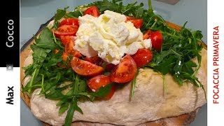 Focaccia Cotta nel Forno di Casa su Pietra Refrattaria  Focaccia Primavera [upl. by Yarled]