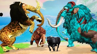 Monster Lion Mammoth vs Zombie Mammoth Fight Baby Bull Saved By Woolly Mammoth [upl. by Ained]