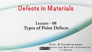 Lecture 08Types of Point Defects [upl. by Amend545]