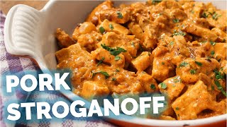 Worlds Easiest Delicious amp Creamy Pork Stroganoff Recipe [upl. by Aline]