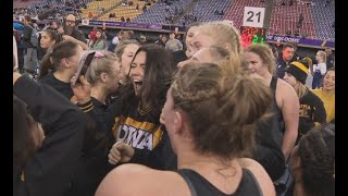 Iowa womens wrestling wins championship match by one point clinching Duals national title [upl. by Bowra]