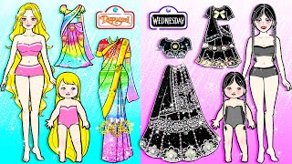 Rainbow VS Black Mother amp Daughter NEW FASHION  Barbie Family Handmade  DIY Arts amp Paper Crafts [upl. by Idorb]