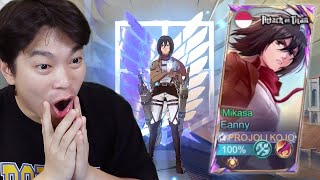 Review Skin AoT Mikasa Fanny Kairi Auto Minder Liat Fanny Gw  Mobile Legends [upl. by Yemrots]