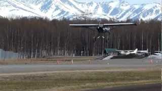 Experimental Mega Extended Gear Cub Noses Over Landing at Lake Hood Strip [upl. by Lyns]