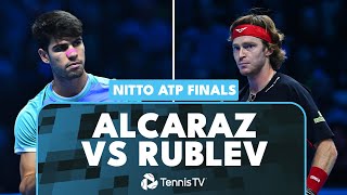 Carlos Alcaraz vs Andrey Rublev Entertaining Match Highlights  Nitto ATP Finals 2024 [upl. by Ahsea514]