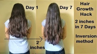 Hair Growth Hack  2 inches Hair Growth in 1 Week with Inversion Method  Get Long Hair [upl. by Nymzaj]