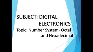 D3 Number System  Octal Hexadecimal [upl. by Ahsilra825]