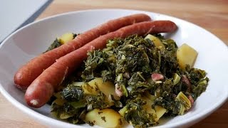 Grünkohl mit Mettwürstchen Rezept  Kale Stew with quotMettwurstquot Sausages Recipe  ENG SUBS [upl. by Nasus]