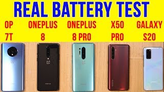 Oneplus 8 8 Pro Realme X50 Pro Galaxy S20 Battery Drain Test  Charging  PUBG Heating Hindi [upl. by Laughlin832]