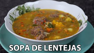 SOPA DE LENTEJAS  SOPA DE LENTEJAS CON CARNE  RECETAS PARA TODA OCASION [upl. by Uol]