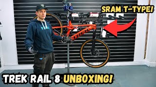 Trek Rail 8 Electric Mountain Bike Unboxing Our NEW Demo Bike [upl. by Oker807]