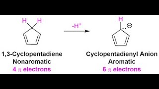 الايونات الاروماتية ايون الثنائى البنتينيل الحلقىAromatic ions Cyclopentadienyl ion [upl. by Ecnarrot]