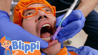 Blippi at the Dentist  Blippi  Kids Songs  Moonbug Kids [upl. by Gladis468]