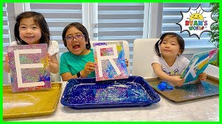 Ryans DIY Easy Paint Art Activities for Kids with Emma and Kate [upl. by Ridglee]