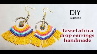 How to make earrings DIY tassel Africa earrings from embroidery threads [upl. by Nodnarbal627]