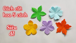 Cách cắt hoa 5 cánh mới nhất rất đơn giản  How to cut a paper flower with 5 petals [upl. by Earesed185]