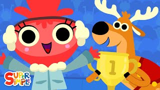 Were Going To The Reindeer Games  Kids Christmas With RhymingtonSquare  Super Simple Songs [upl. by Ilegna]