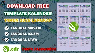 download template kalender 2025 lengkap bisa di edit  Coreldraw  Free download  Tanpa password [upl. by Ahsiena]