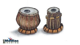 How to Draw Tabla Step by Step Very Easy [upl. by Trocki]