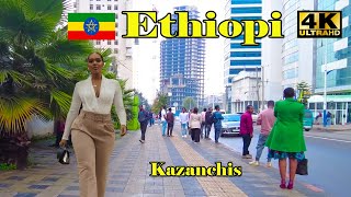 ተወዳጁ ሰፈር ካዛንቺስ Addis Ababa Walking Tour Kazanchis 4K Ethiopia 🇪🇹 [upl. by Bena]