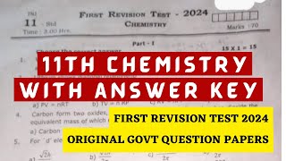 11th Chemistry first Revision Test 2024 Question Paper  11th Chemistry 1st Revision Question paper [upl. by Eidlog]