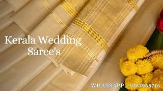 ✨ Kerala Wedding Sarees 💖  Adipoli Collections 💞🥰  Whatsapp  9787968716 [upl. by Ortensia]