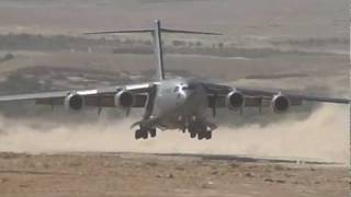 C17 Landing on dirt runway [upl. by Borek]