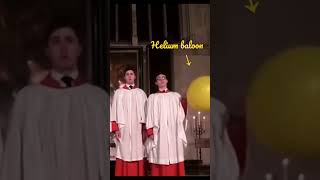 Boy pulls out helium balloon 🎈 in the choir to sing a high note balloon helium choir [upl. by Tenney]