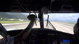 Cockpit ViewAir Seychelles taxing amp takeoff SEZ Airport 06012018 Mahe Island Seychelles HD [upl. by Zipporah799]