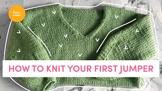 How to knit a jumper  VickyKnits FREE pattern for beginners [upl. by Lemrej]