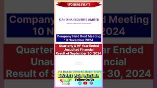 ganesha ecoverse ltd ganesha ecoverse ltd news ganesha ecoverse ltd share financialresults [upl. by Gerrilee]